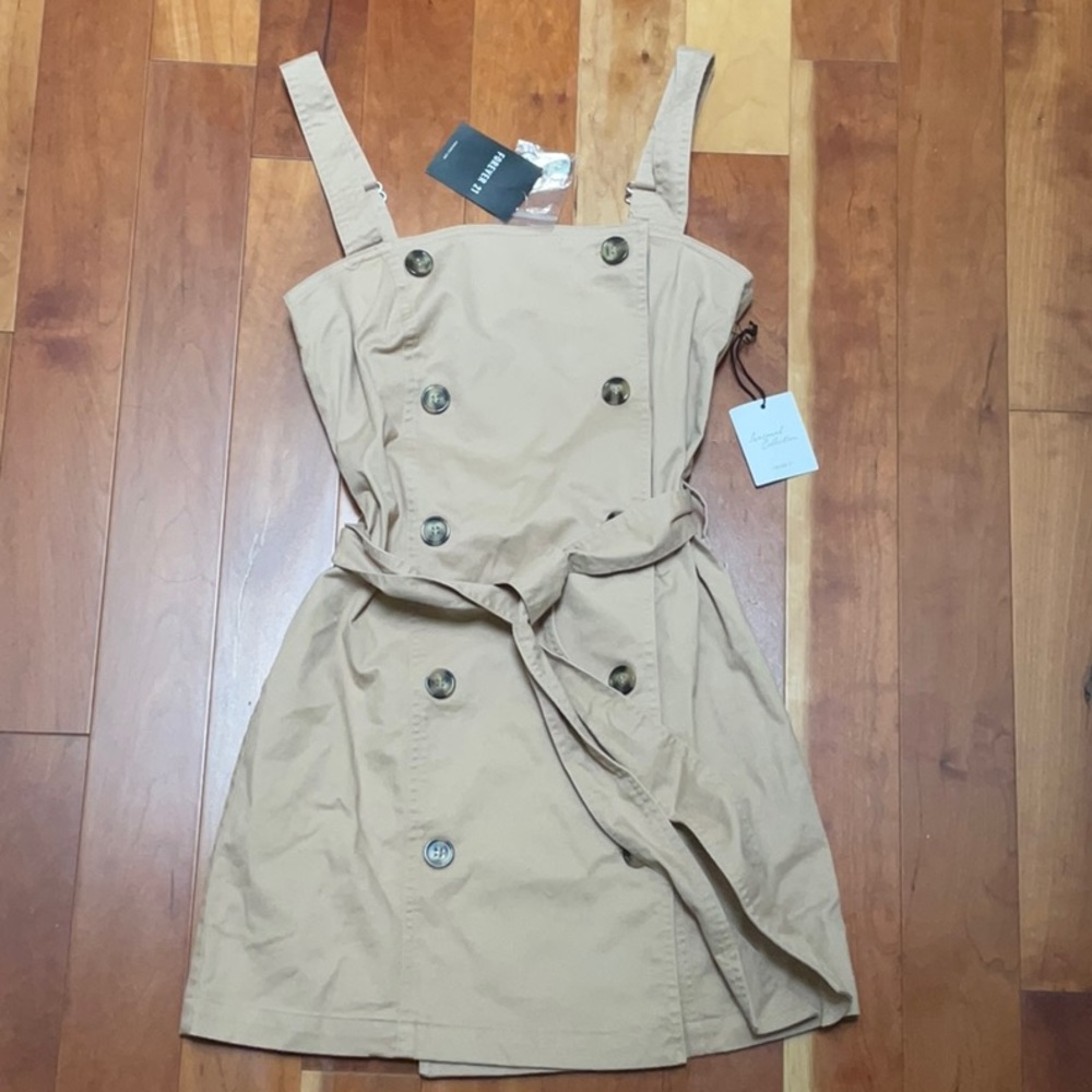 WOVEN BUTTON DOWN DRESS IN KHAKI